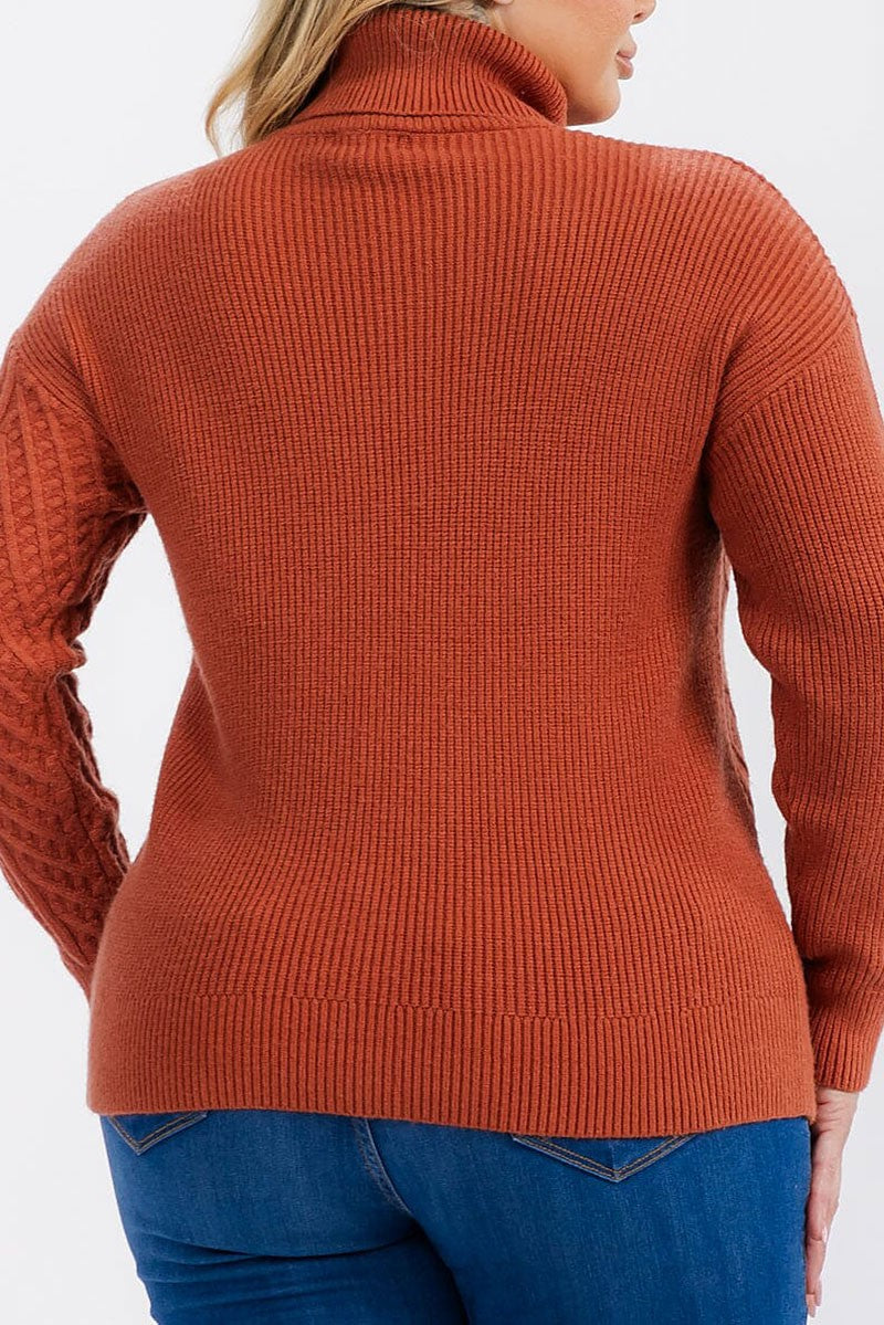 Long sleeve turtle neck detailed pullover sweater (RVWT6656)