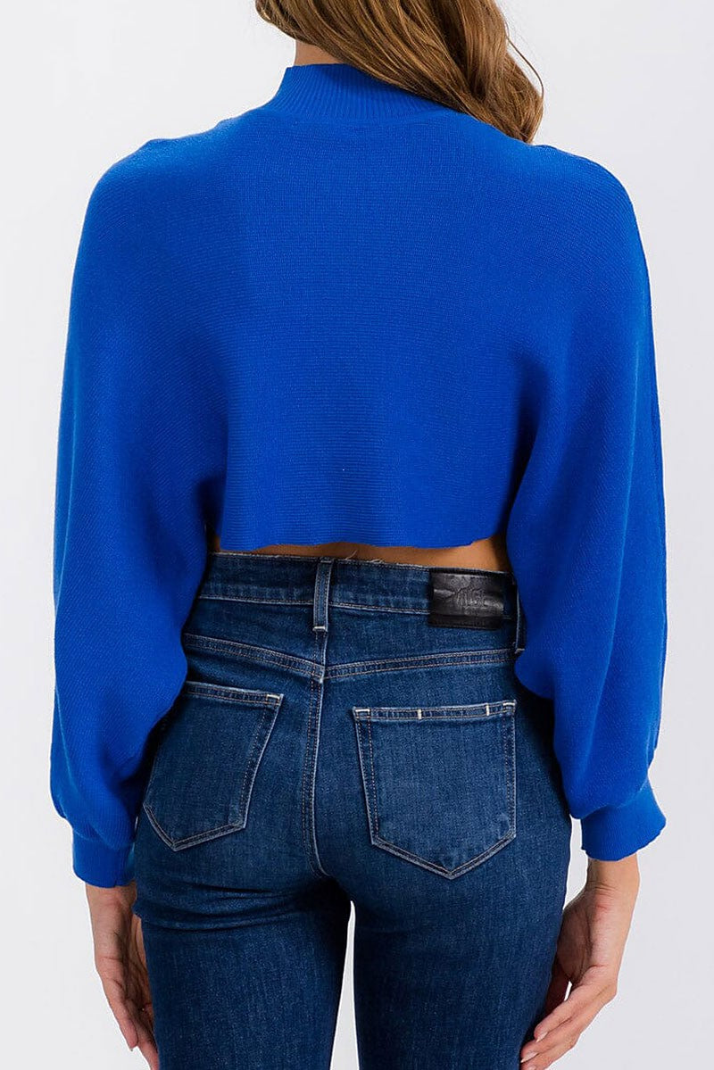 Long sleeve mock neck knit crop top (RVWT6684)