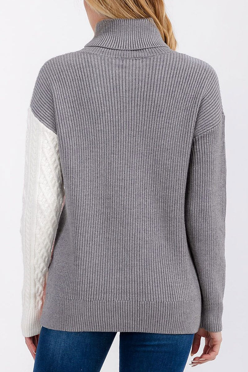 Turtle neck detailed colorblock pullover sweater (RVWT6802)