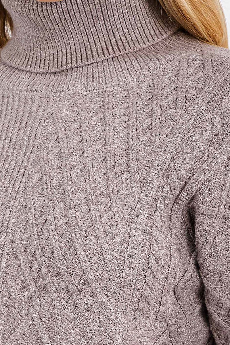 Turtle neck cable knit pullover sweater (RVWT6857)