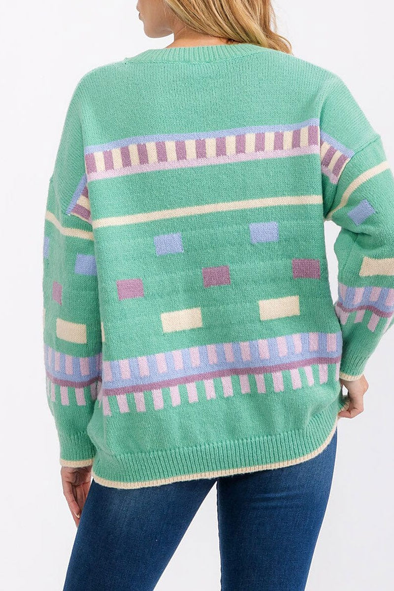 Long sleeve pullover graphic sweater (RVWT6866)