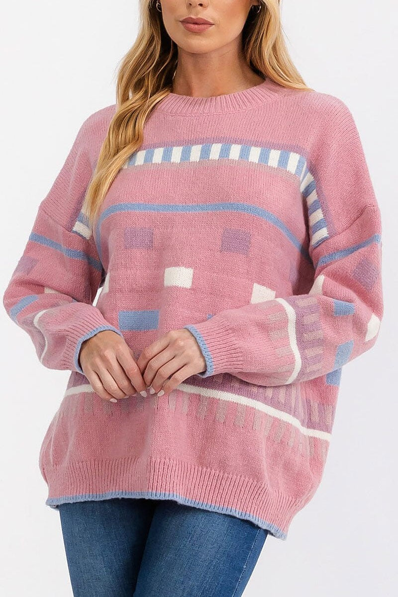 Long sleeve pullover graphic sweater (RVWT6866)