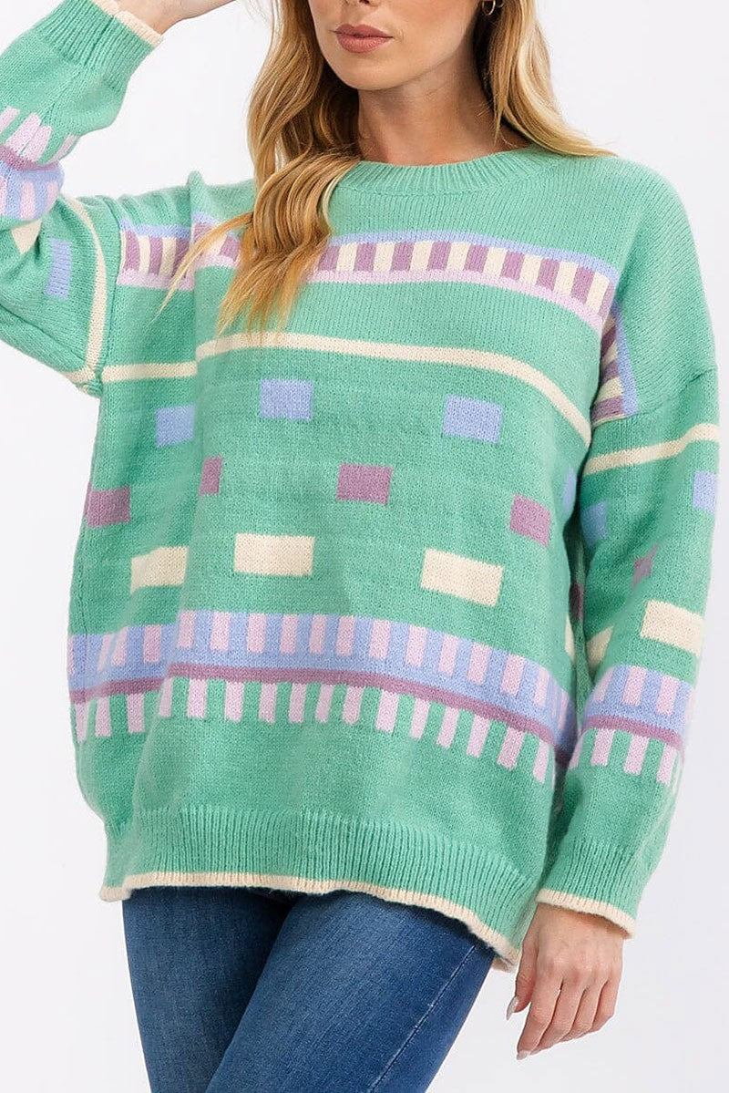 Long sleeve pullover graphic sweater (RVWT6866)