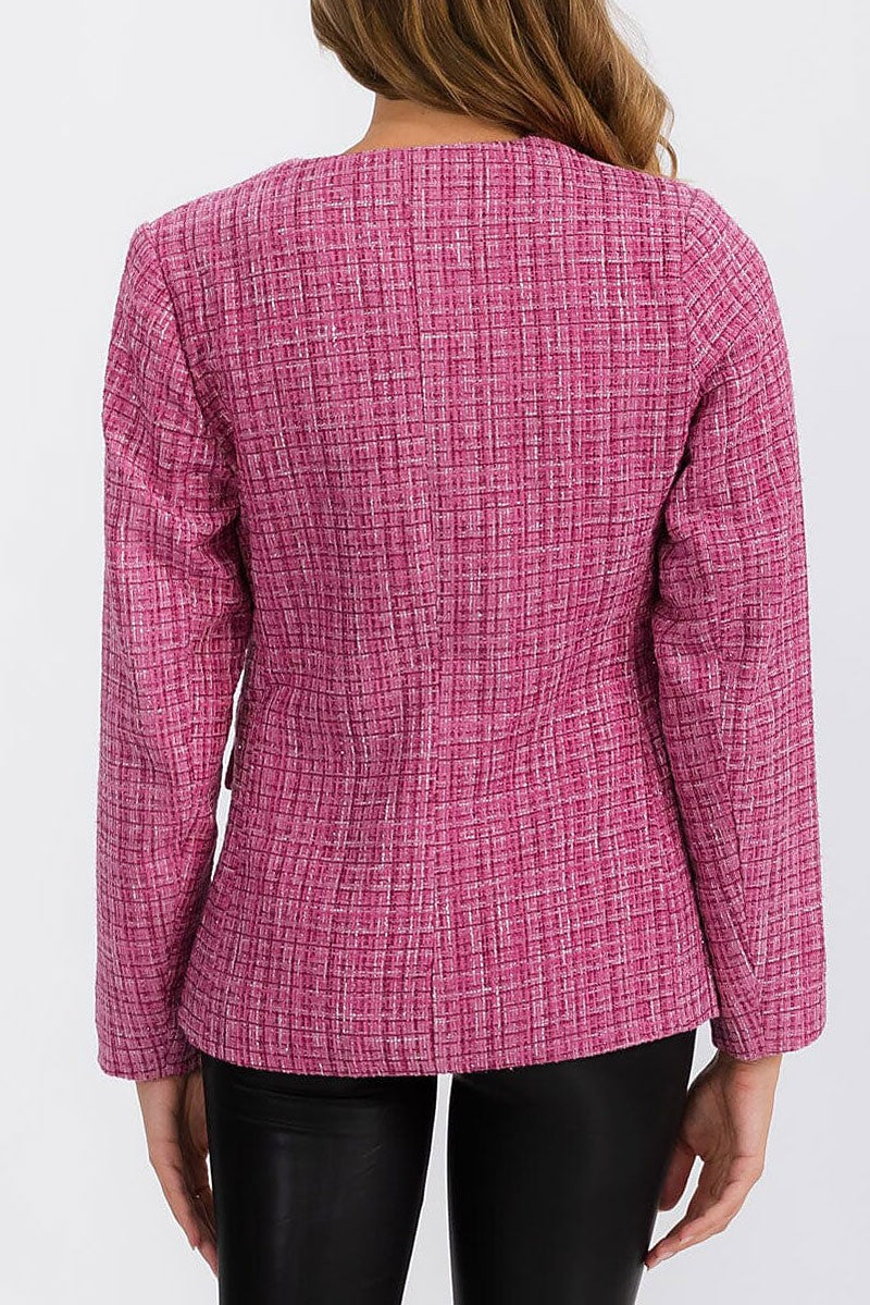 Long sleeve button closure front pocket blazer (RVWT6898)