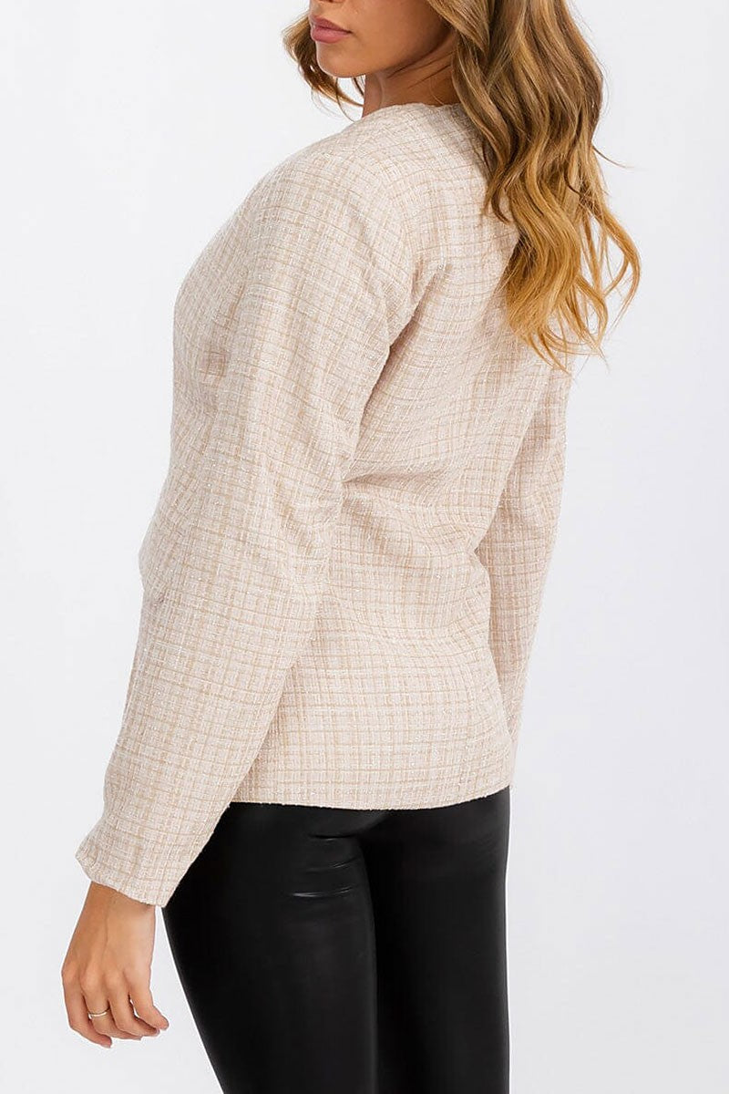 Long sleeve button closure front pocket blazer (RVWT6898)