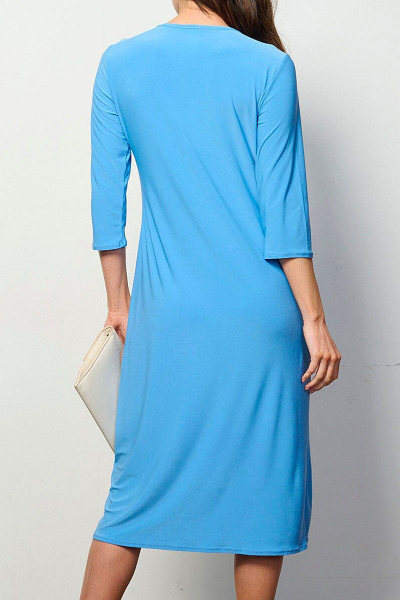 3/4 sleeves solid midi dress (RVWT6948)