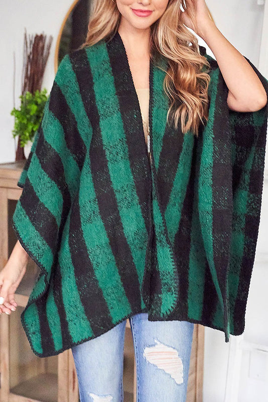 Plaid poncho kimono sweater (RSS6901)