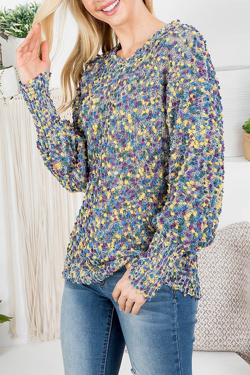 Multi color dot loose fit sweater (RSS6900)