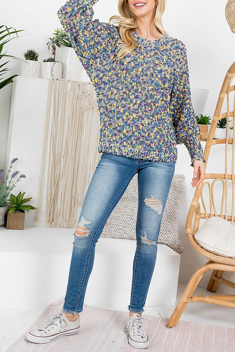 Multi color dot loose fit sweater (RSS6900)