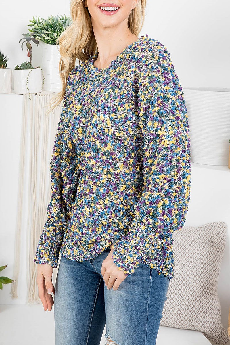 Multi color dot loose fit sweater (RSS6900)