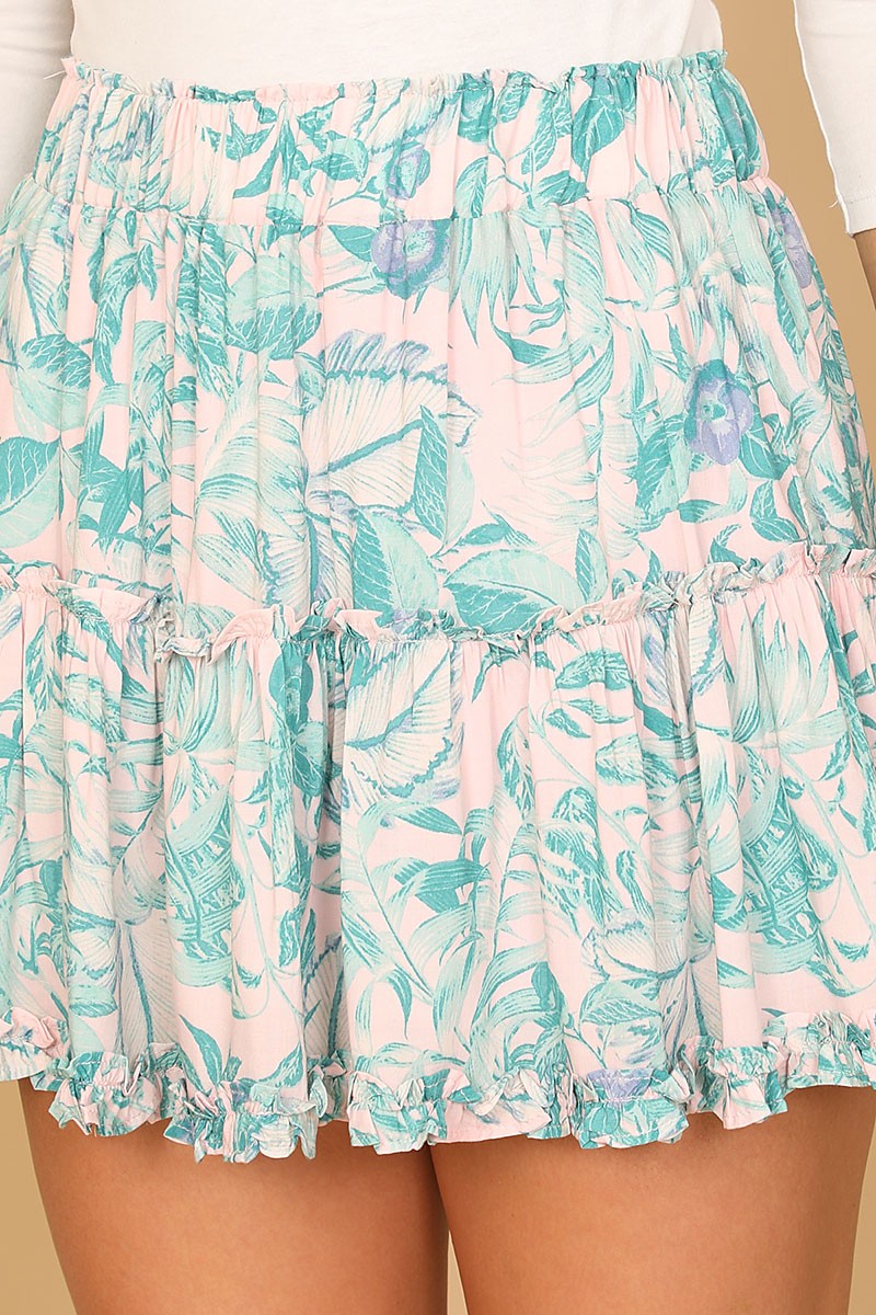 Ruffle tropical mini skirt (RSB3959)