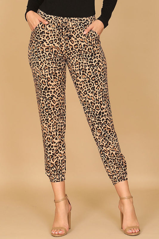 Leopard waist tie midi pants (RSB3968)