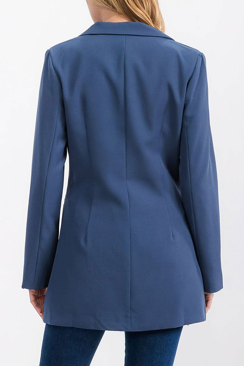 Long sleeve button closure front pockets blazer (RVWT6994)