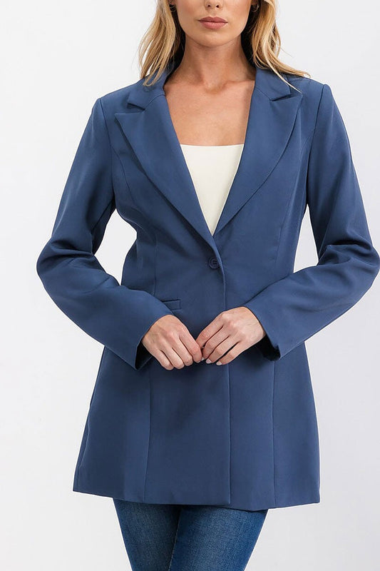 Long sleeve button closure front pockets blazer (RVWT6994)