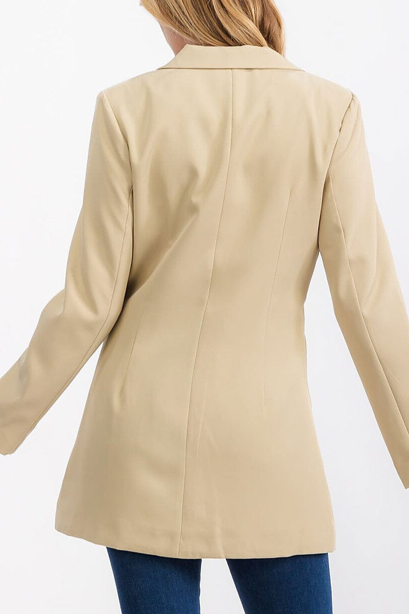 Long sleeve button closure front pockets blazer (RVWT6994)