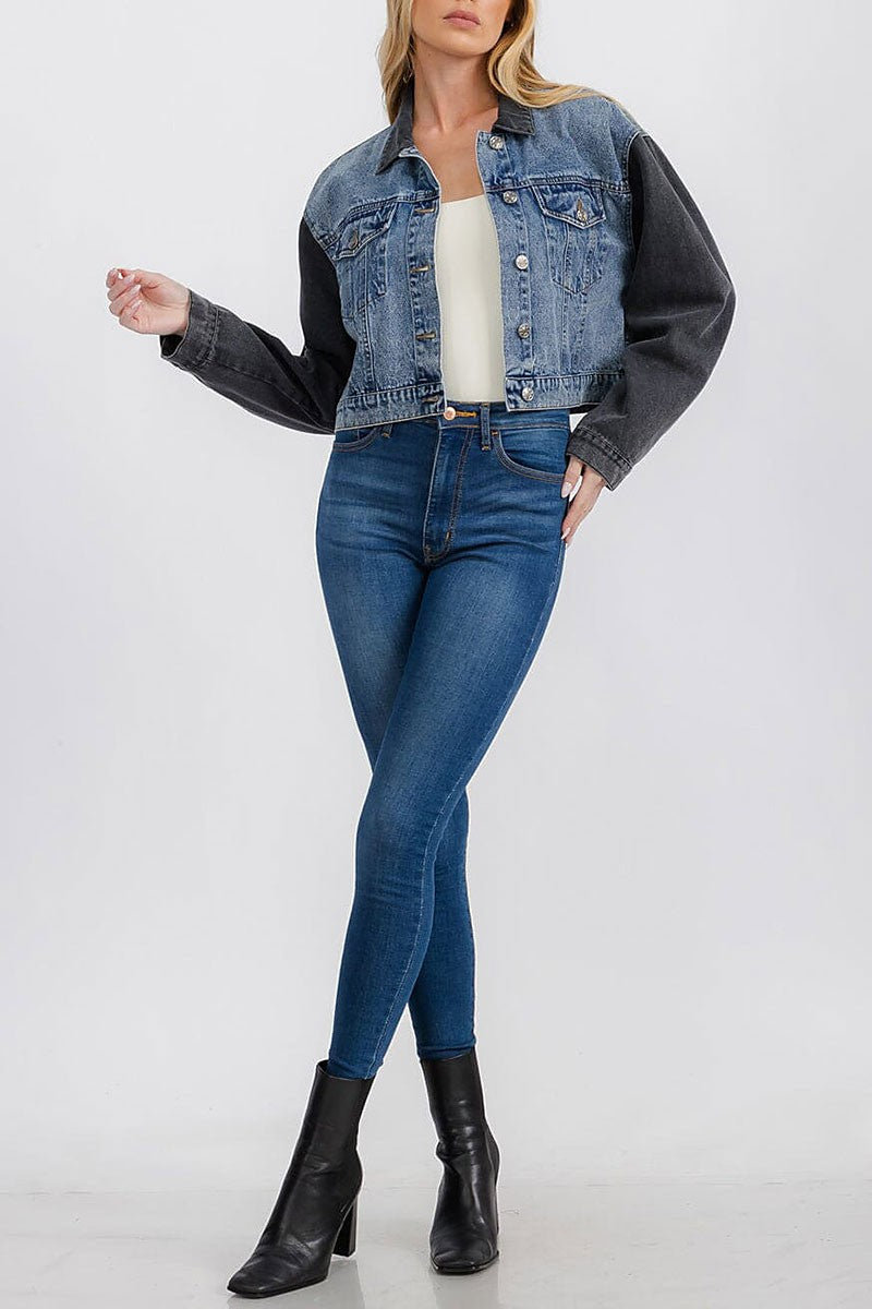 Long sleeve button closure denim jacket (RVWT7230)