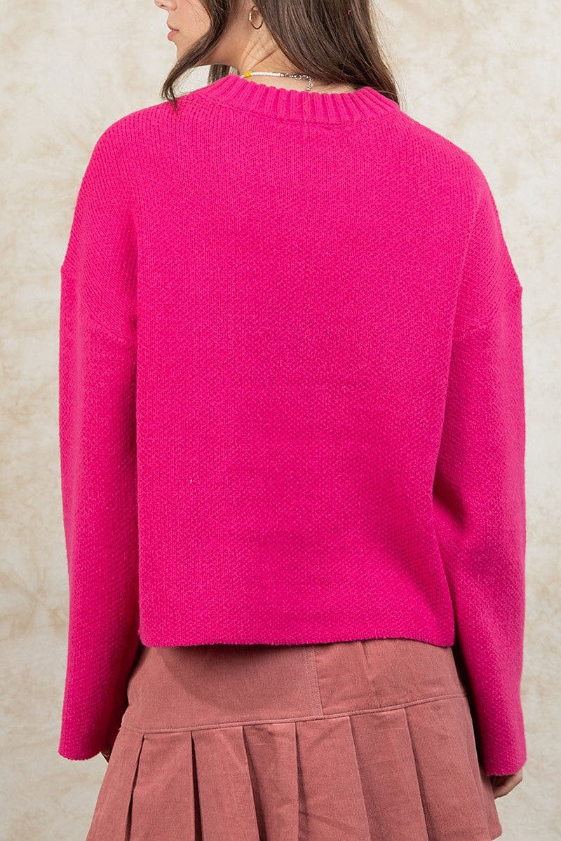 Mock neck dropped shoulder sweater (RSSW4867)