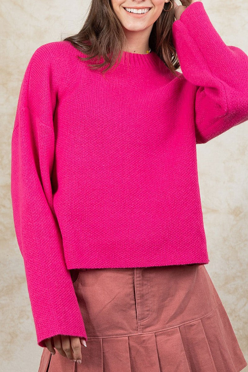 Mock neck dropped shoulder sweater (RSSW4867)