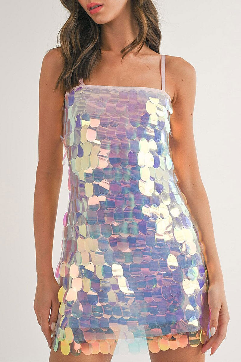 Sleeveless bodycon sequins mini dress (RVWT7453)