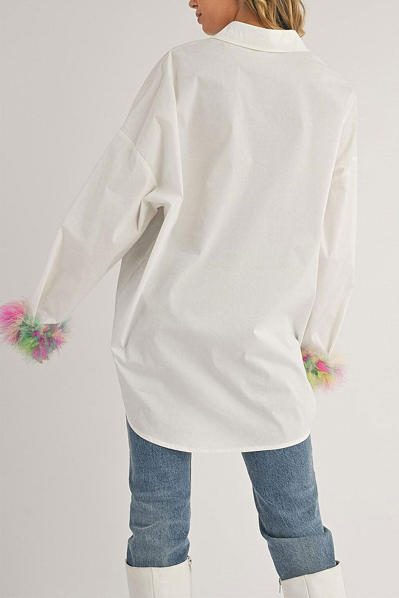 Long detailed sleeve button up oversized shirt (RVWT7467)