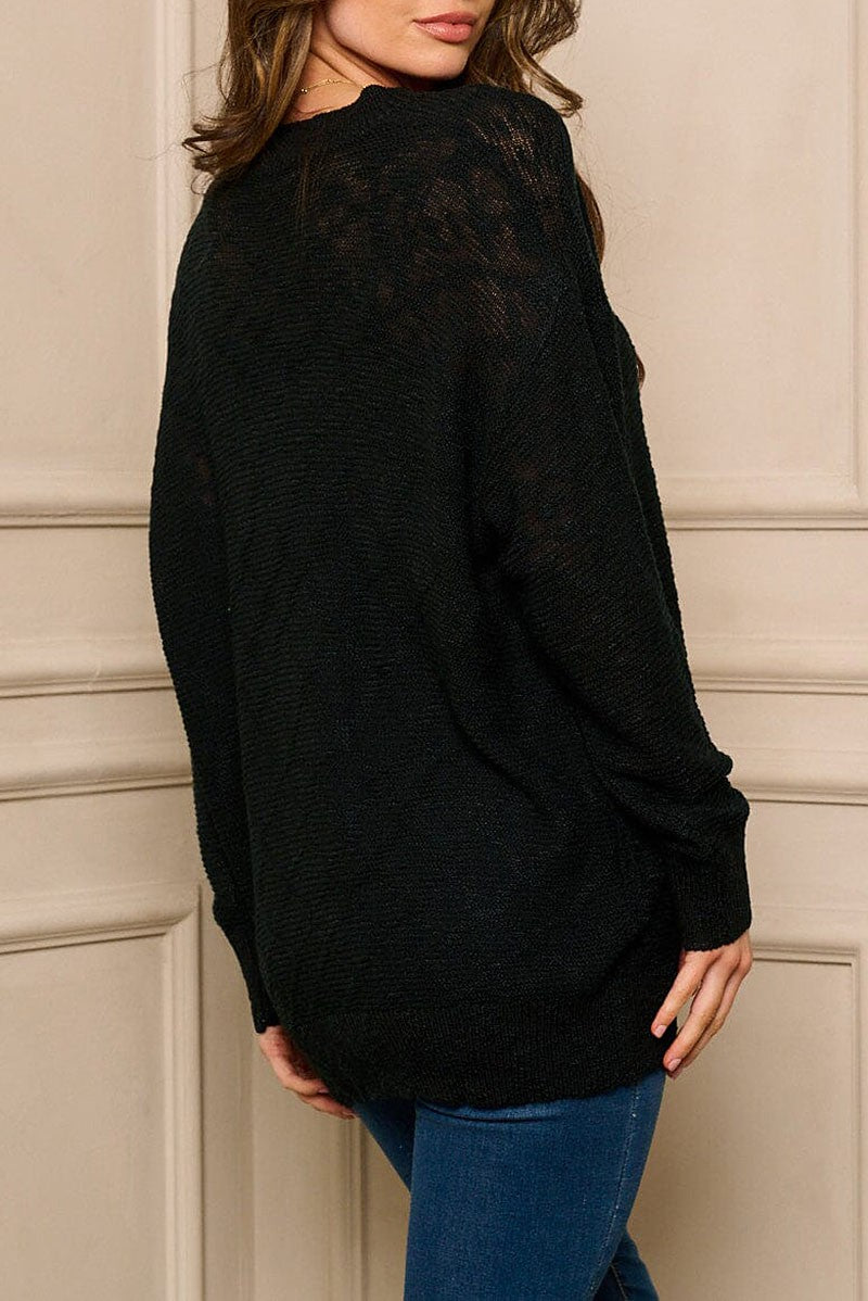 Long sleeve solid knit sweater (RVWT7578)