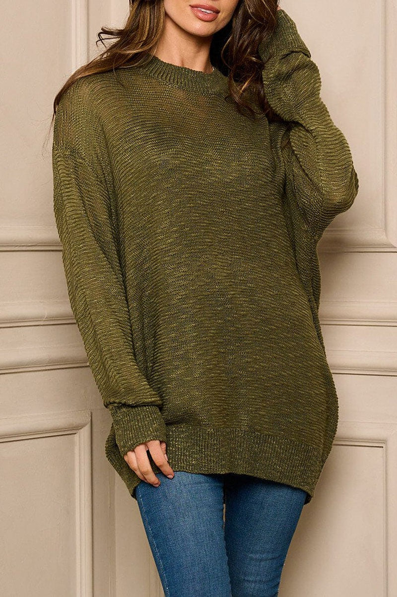 Long sleeve solid knit sweater (RVWT7578)