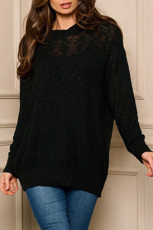 Long sleeve solid knit sweater (RVWT7578)