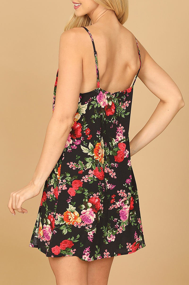 Spaghetti strap floral mini dress (RVD1018)