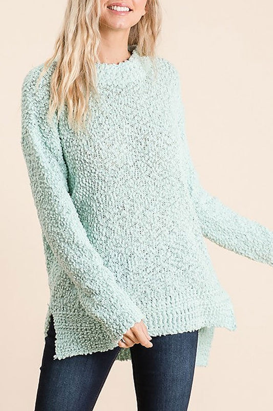 Soft knit popcorn hi-low hem sweater (RSSW4891)