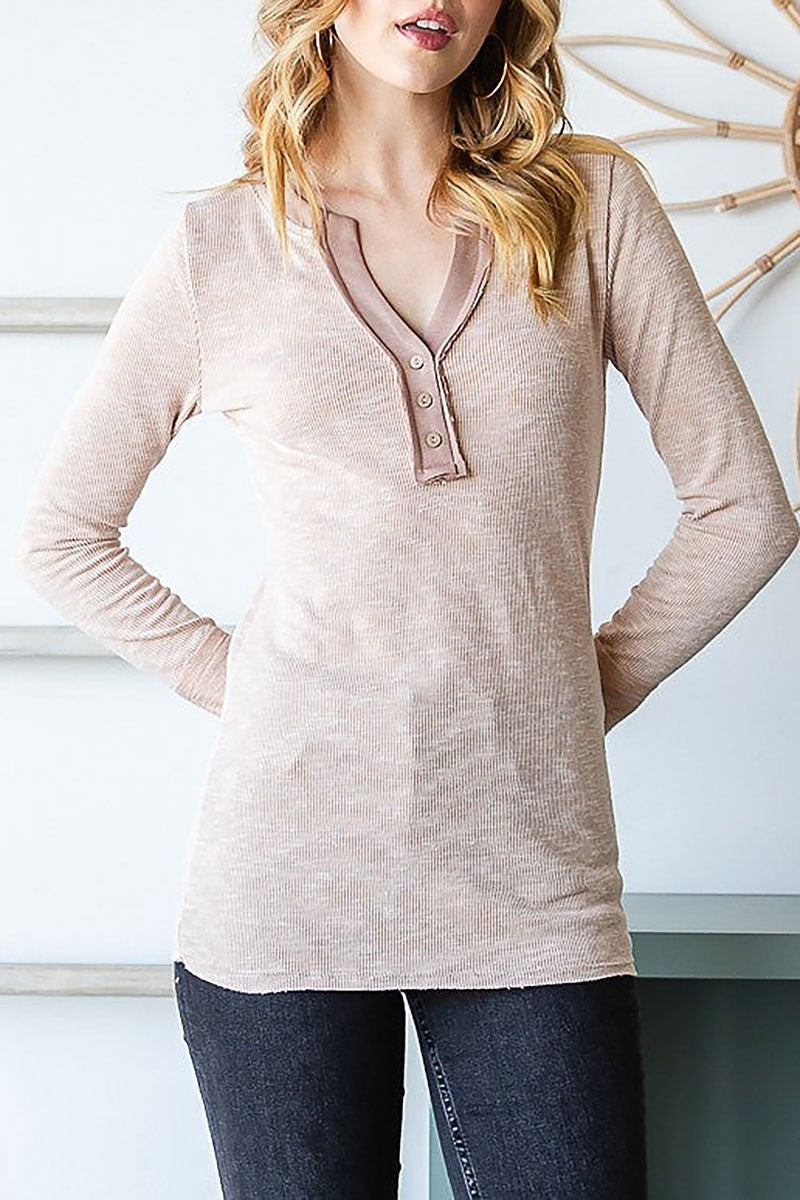 Henley shirt long sleeves top (RSSW4901)