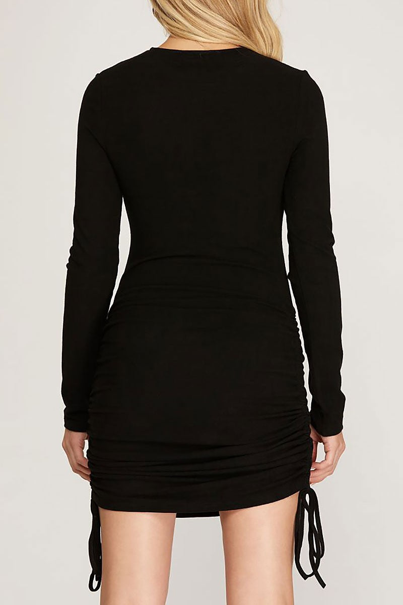 Brushed knit w/ruched side detail mini dress (RSSW4904)