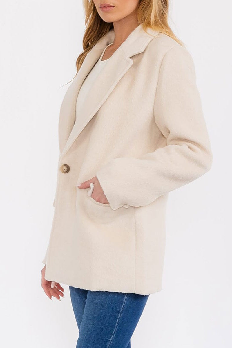 Long sleeve button closure front pockets coat (RVWT7768)