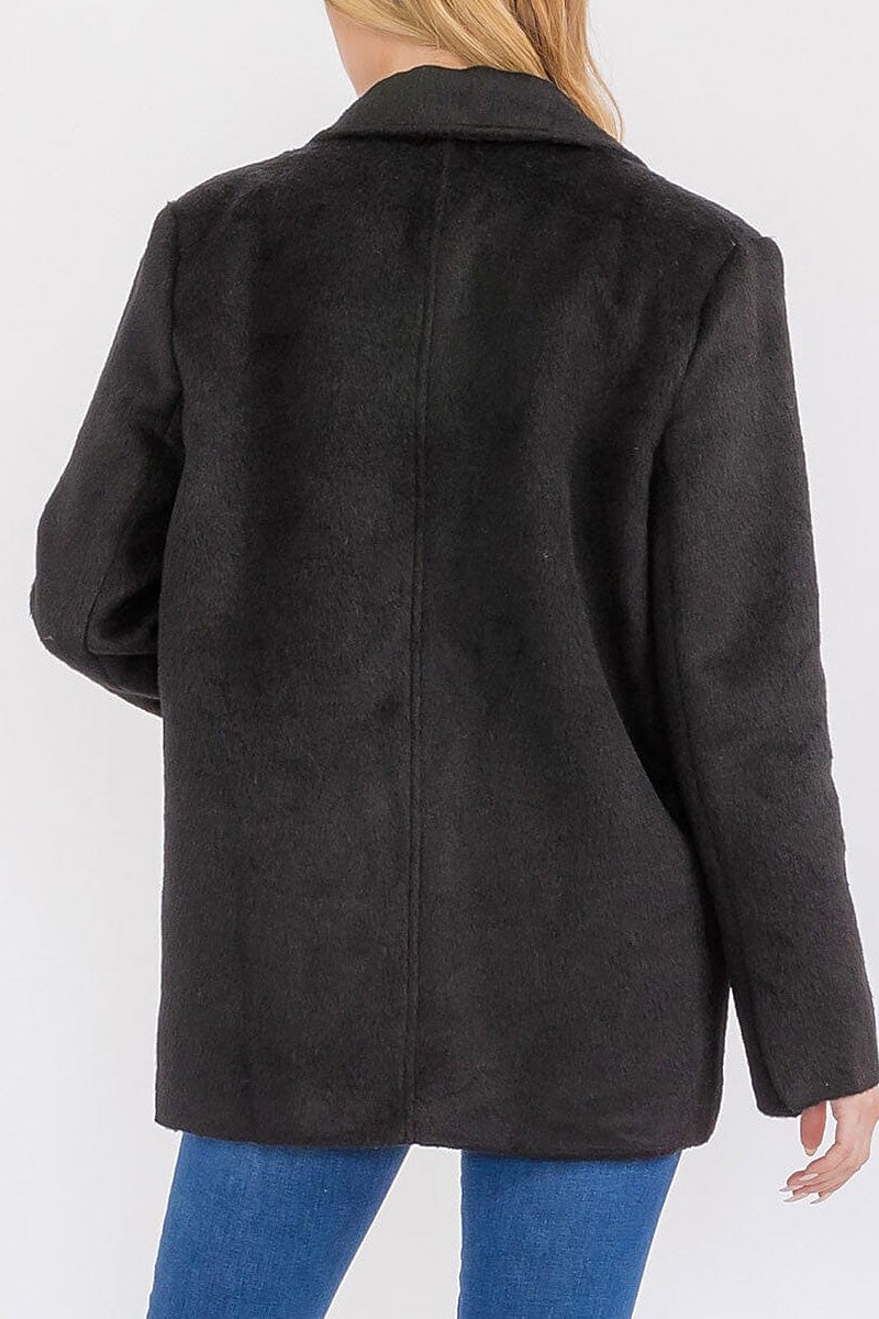 Long sleeve button closure front pockets coat (RVWT7768)