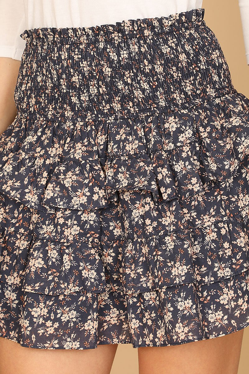 Floral smocked ruffle skirt (RSB3980)