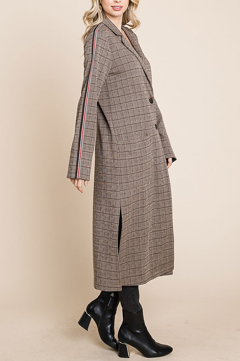 Glen checker knit long coat (RSH2469)