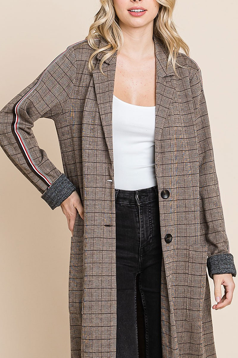 Glen checker knit long coat (RSH2469)