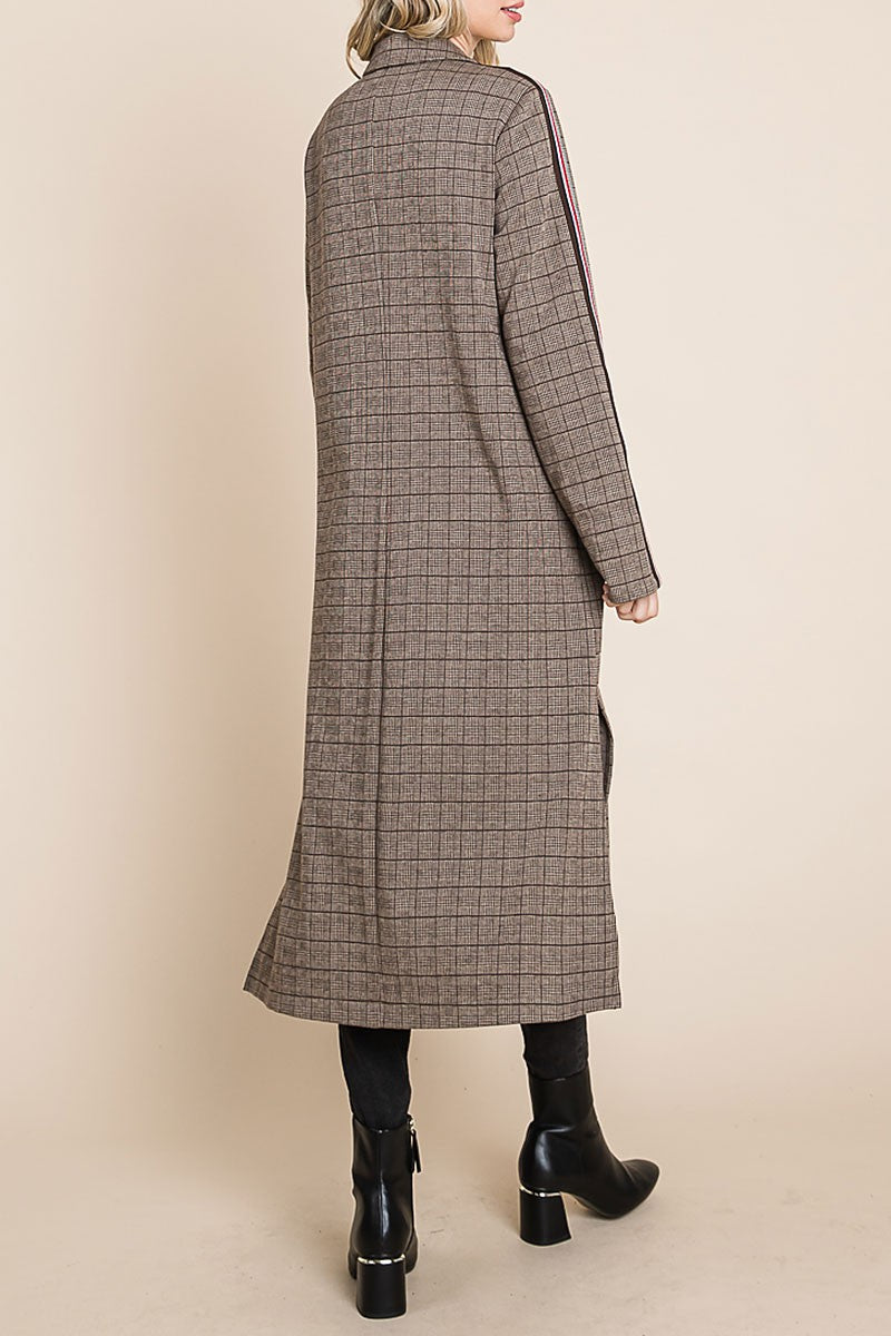 Glen checker knit long coat (RSH2469)