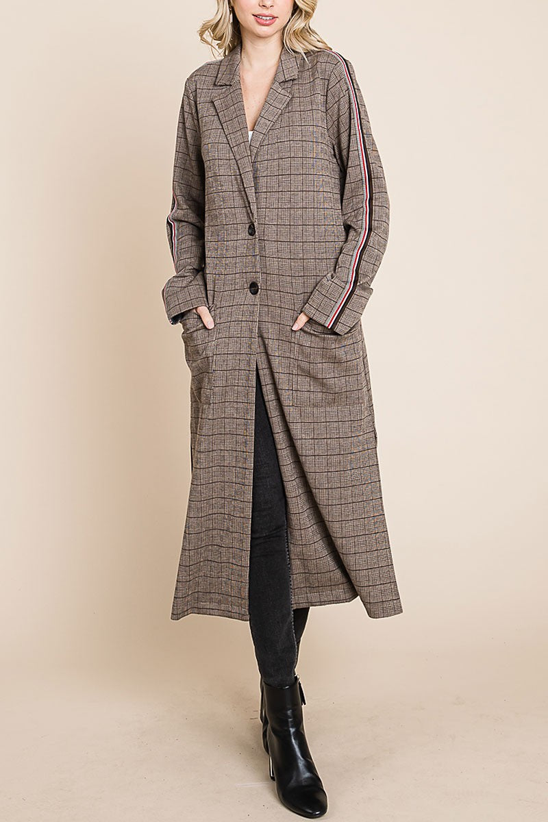 Glen checker knit long coat (RSH2469)