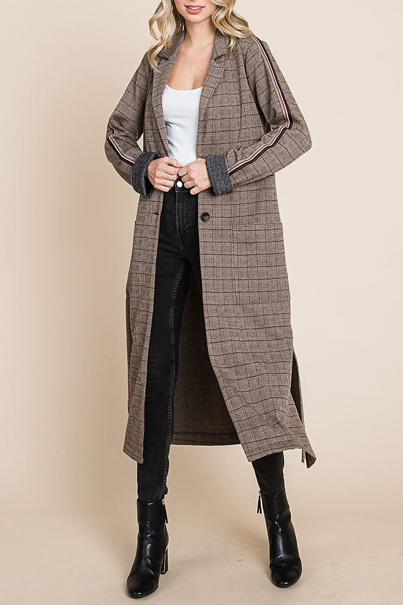 Glen checker knit long coat (RSH2469)