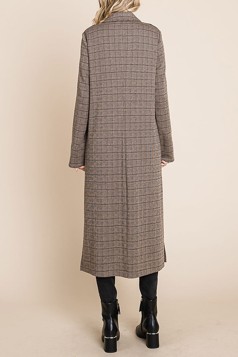 Glen checker knit long coat (RSH2469)