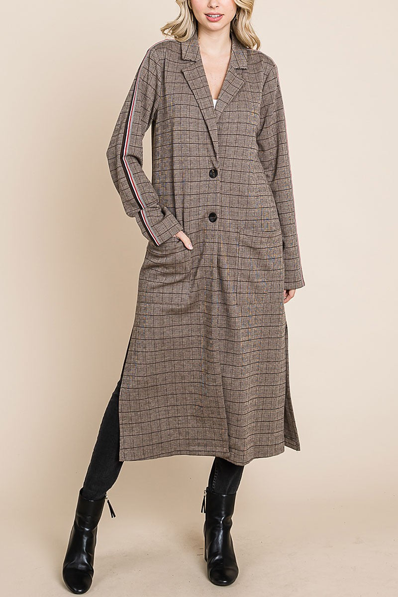 Glen checker knit long coat (RSH2469)