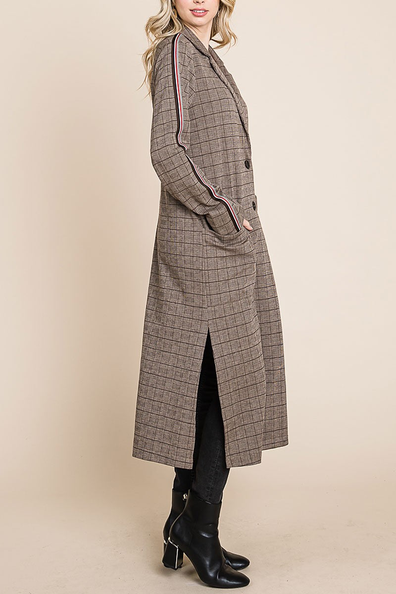 Glen checker knit long coat (RSH2469)