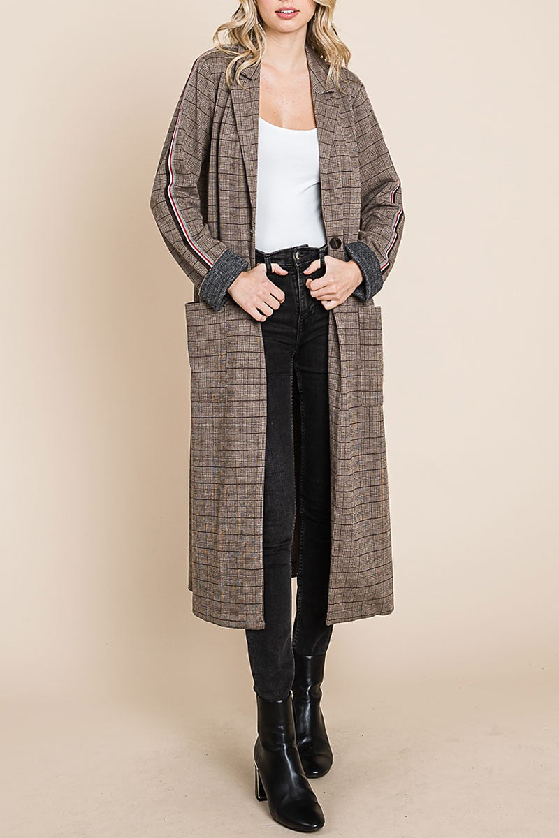 Glen checker knit long coat (RSH2469)