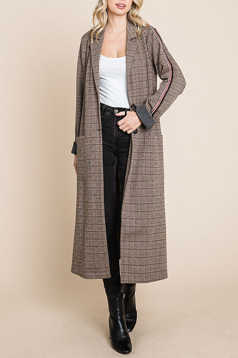 Glen checker knit long coat (RSH2469)