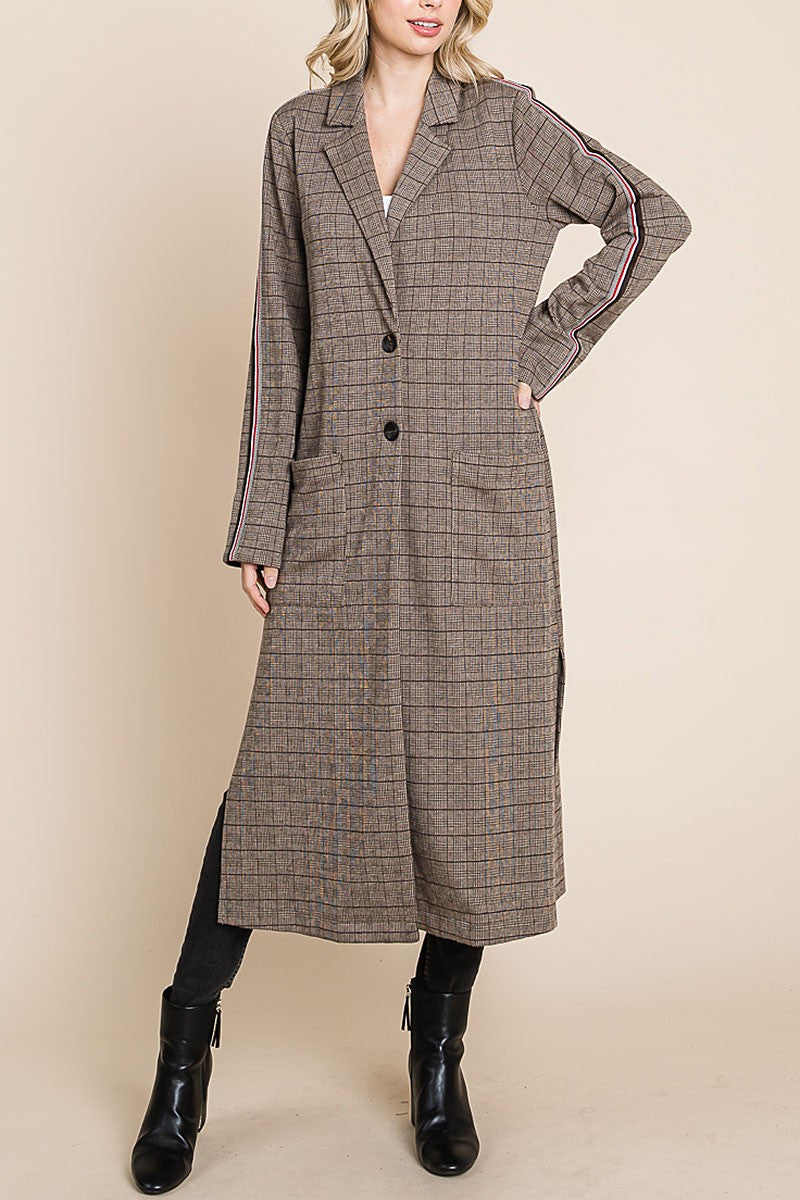 Glen checker knit long coat (RSH2469)