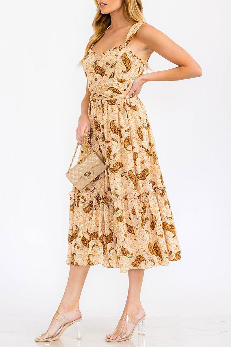 Sleeveless smock paisley print maxi dress (RVWT7931)