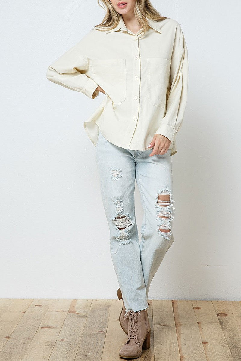 Collared patch pocket shirt top (RSSW4919)