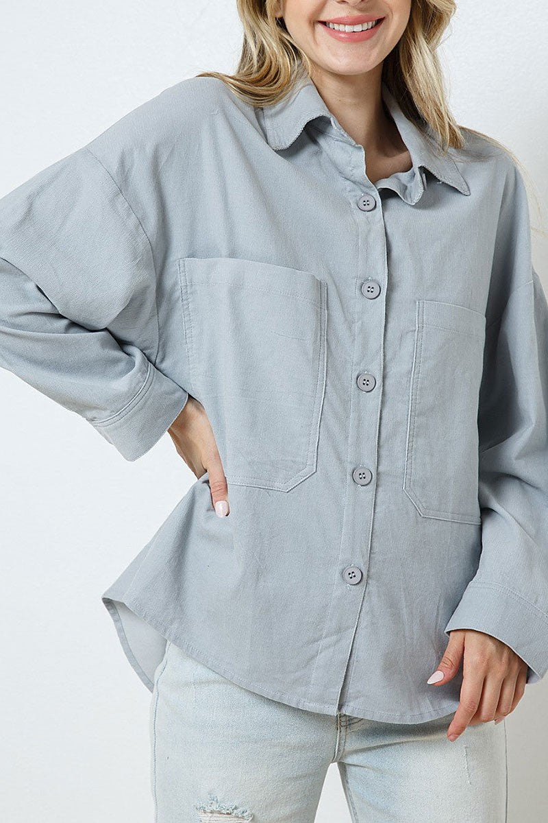 Collared patch pocket shirt top (RSSW4919)