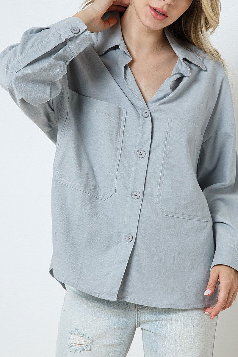 Collared patch pocket shirt top (RSSW4919)