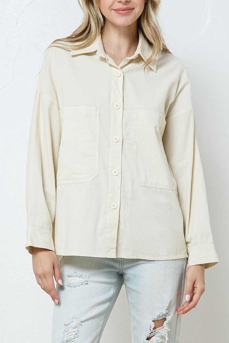 Collared patch pocket shirt top (RSSW4919)